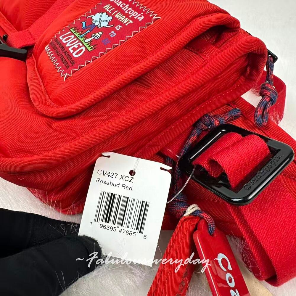 Coach Coachtopia Loop Crossbody Belt Bag In Rosebud Red CV427 NWT - Picture 5 of 8